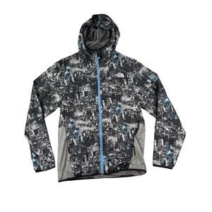 The North Face Jacket Mens Medium Windbreaker Hooded Full Zip Cityscape Print